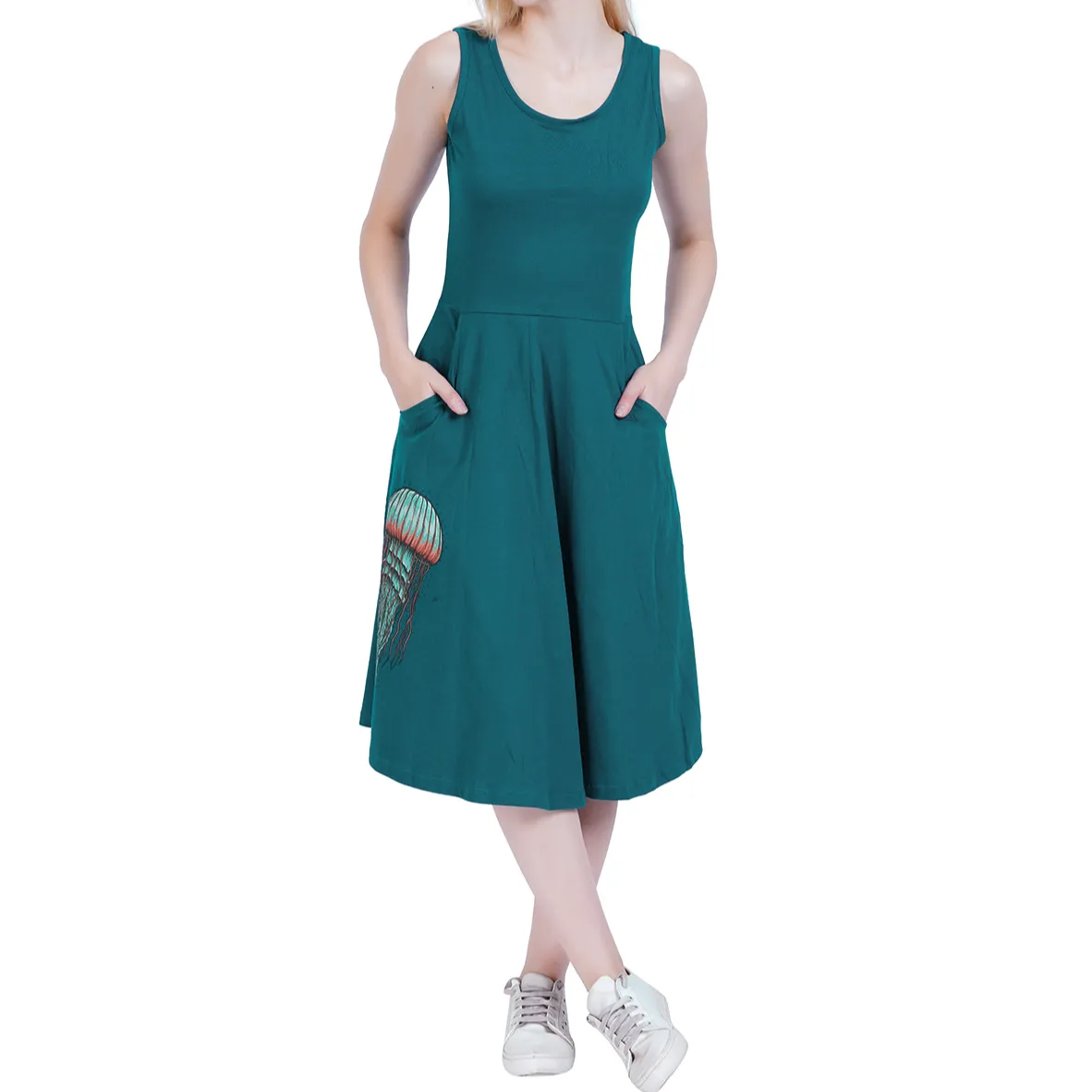 Jellyfish Sleeveless Fit & Flare Dress