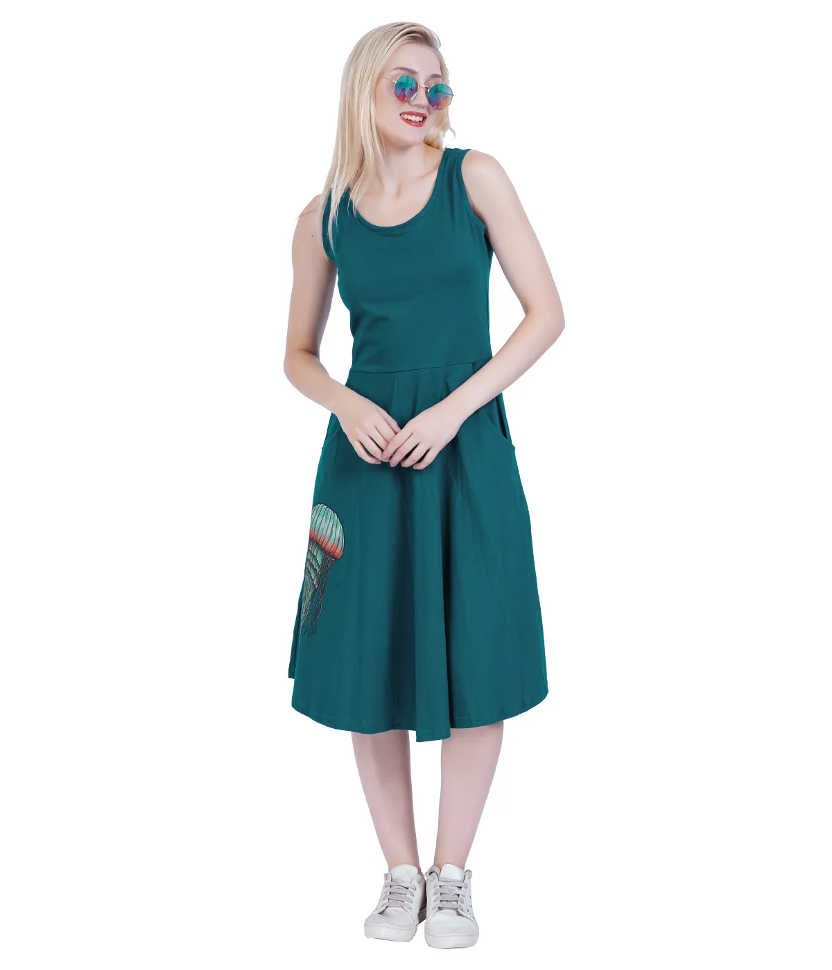 Jellyfish Sleeveless Fit & Flare Dress