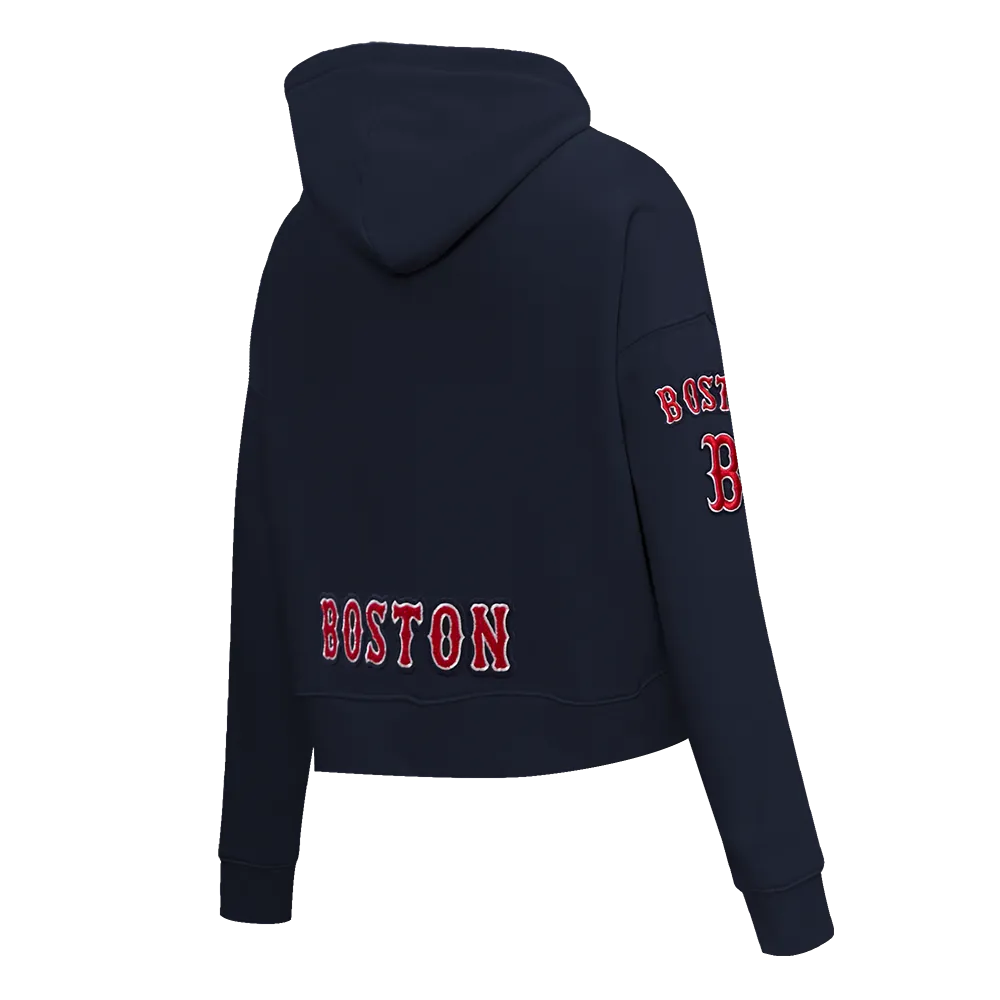 MLB BOSTON RED SOX CLASSIC WOMEN'S CROPPED PO HOODIE (MIDNIGHT NAVY)