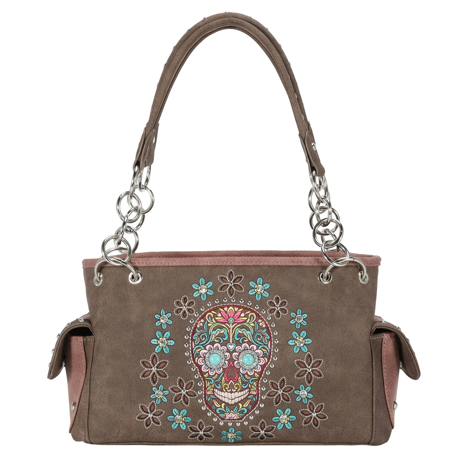 Montana West Embroidered Sugar Skull Concealed Carry Satchel