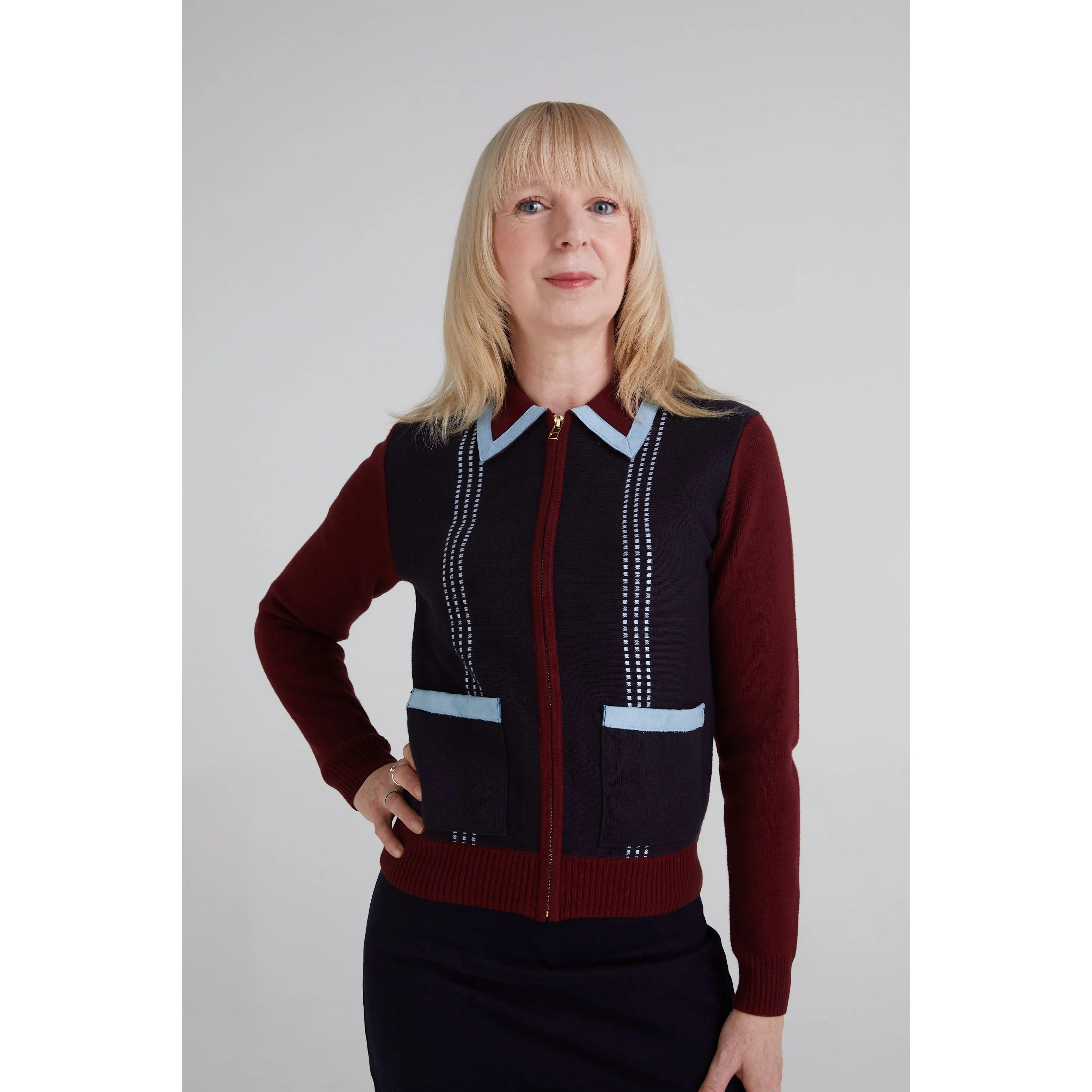Mr Bridger - Women's Yardi Cardi Cabernet - Polo Knit