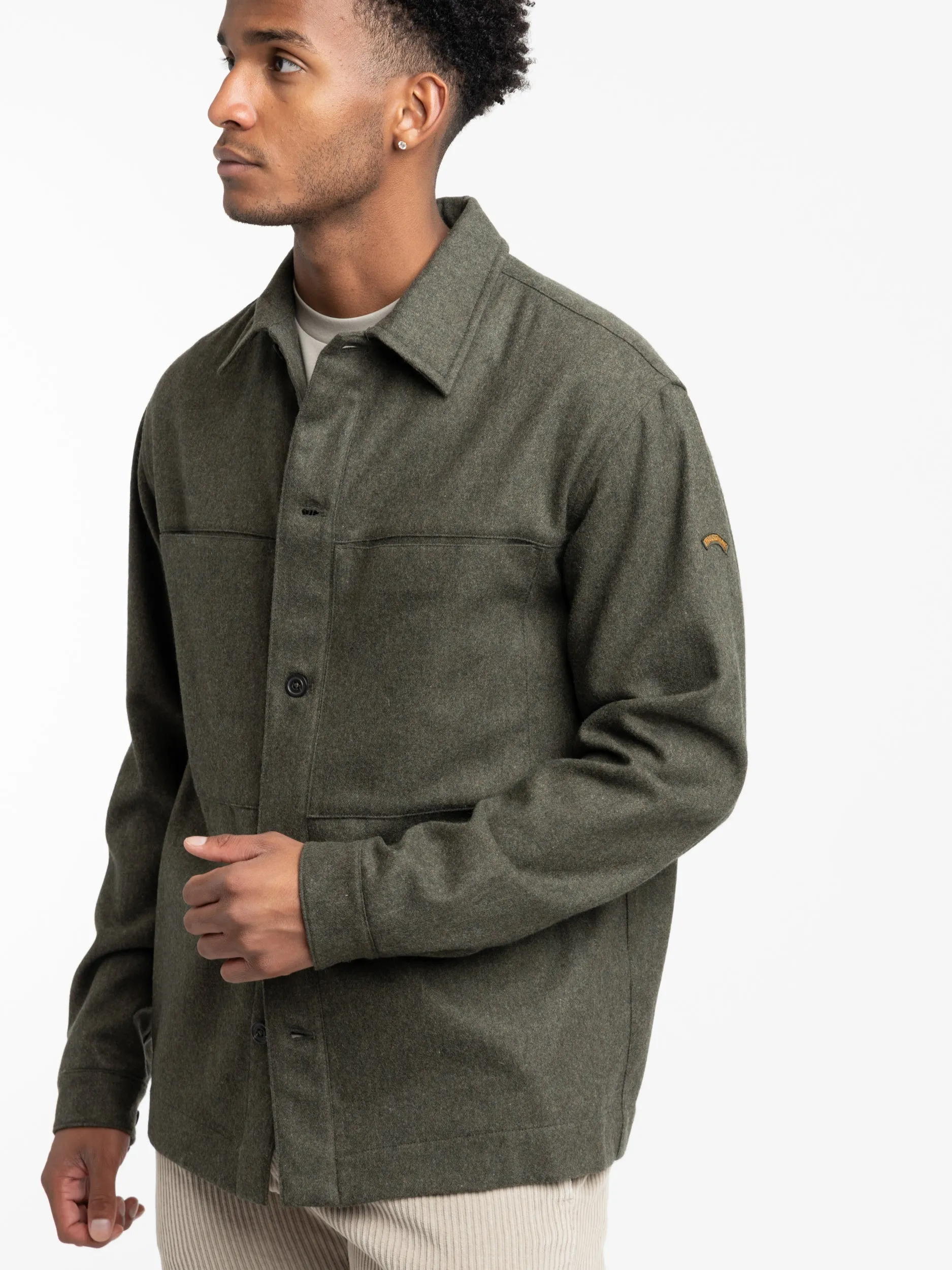 Musk Green Technical Wool Overshirt
