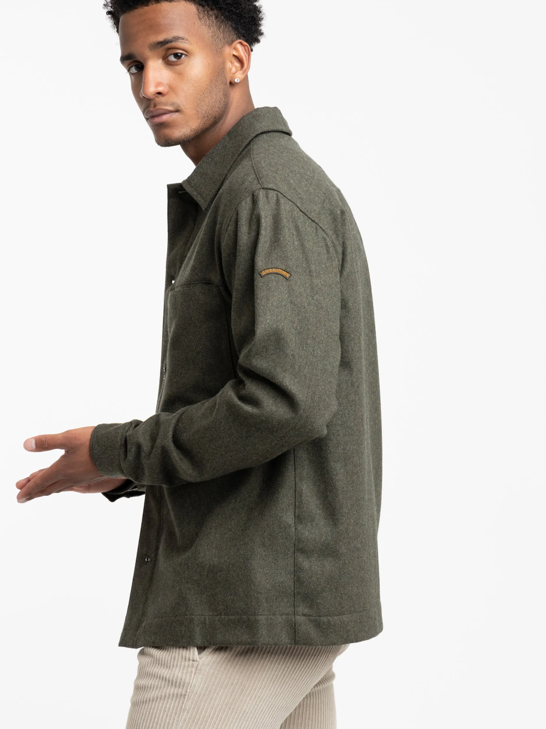 Musk Green Technical Wool Overshirt