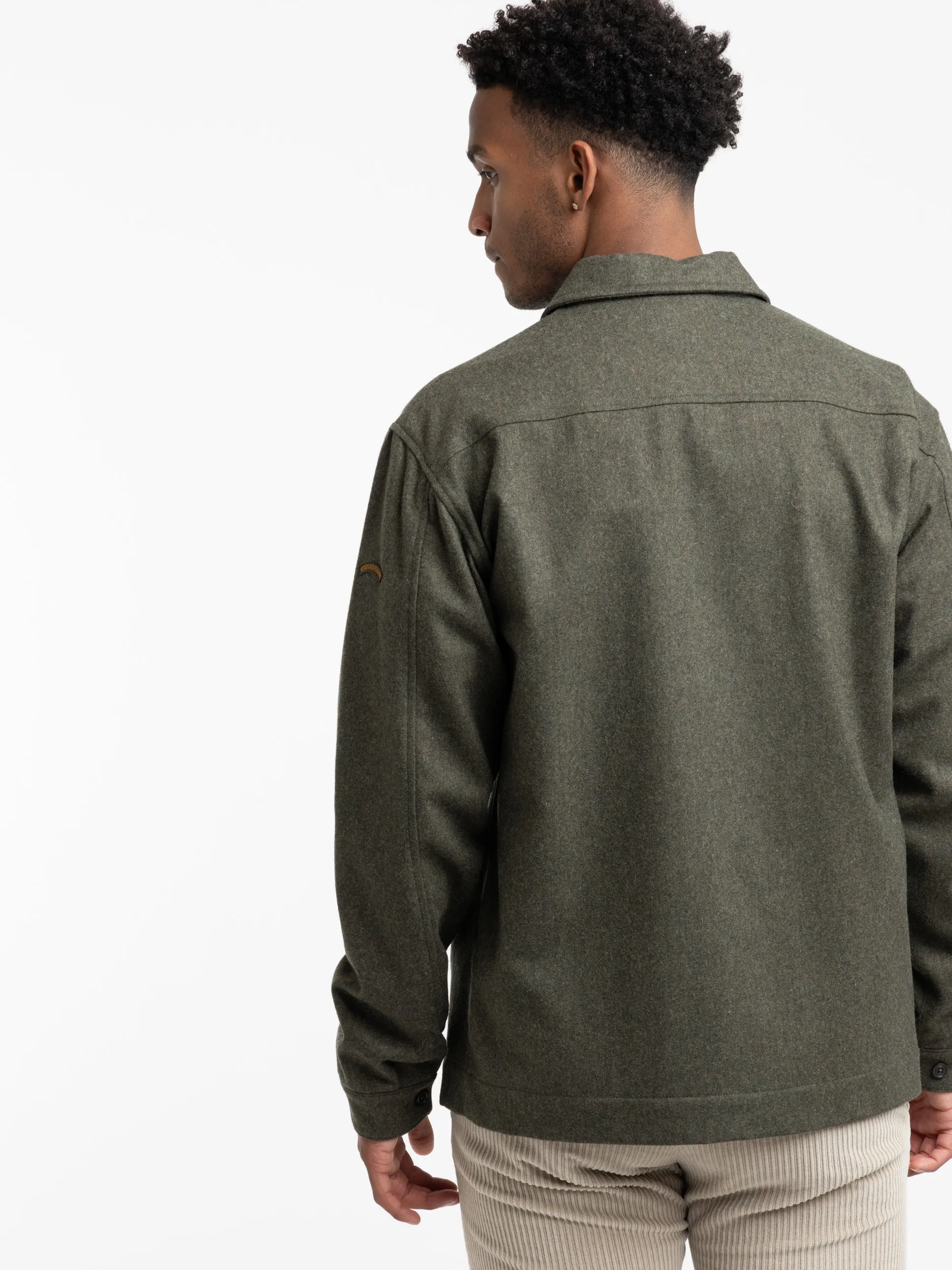 Musk Green Technical Wool Overshirt