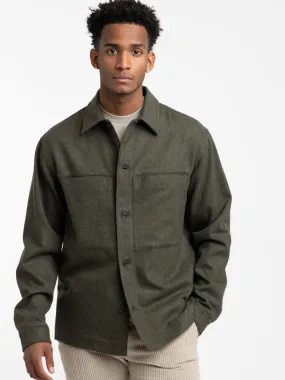Musk Green Technical Wool Overshirt