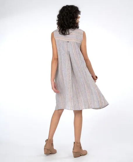 Niche - Desert Stripe Linen- Twinbutton Dress