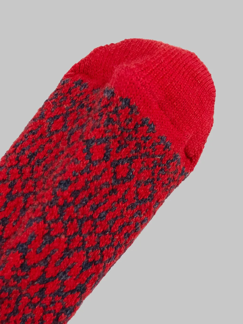 Nishiguchi Kutsushita Wool Jacquard Socks Red