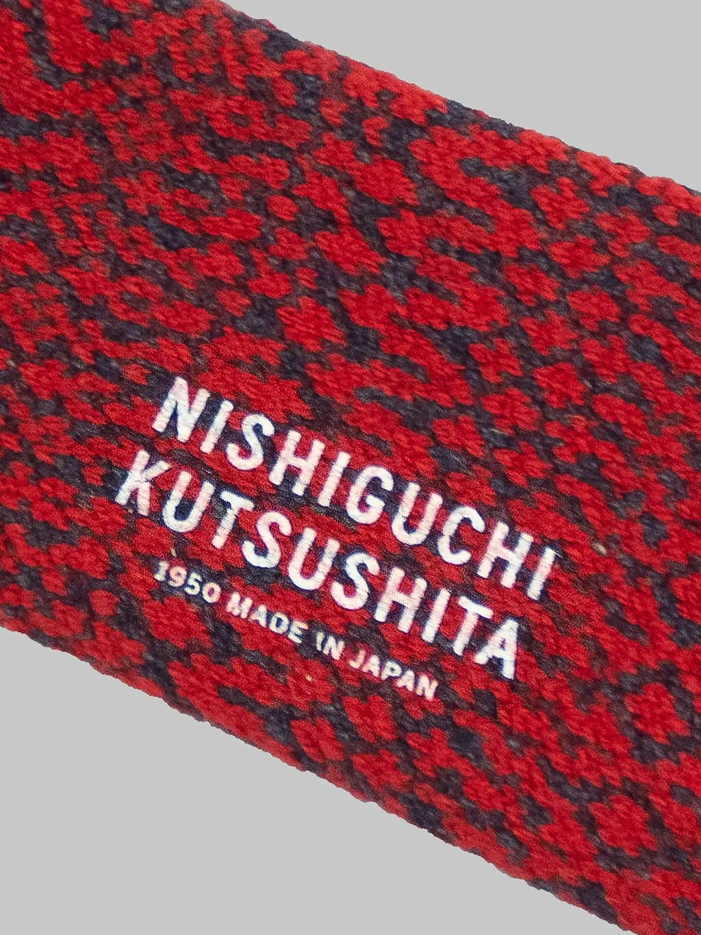 Nishiguchi Kutsushita Wool Jacquard Socks Red