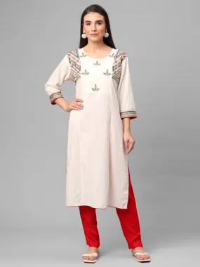 Off White Embroidered Kurta