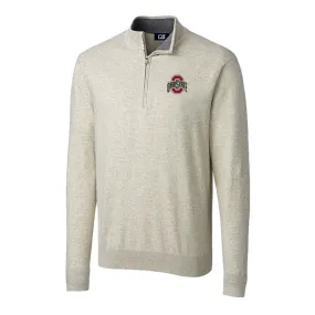 Ohio State Buckeyes Cutter & Buck Lakemont Tri-Blend Oatmeal 1/4 Zip Pullover