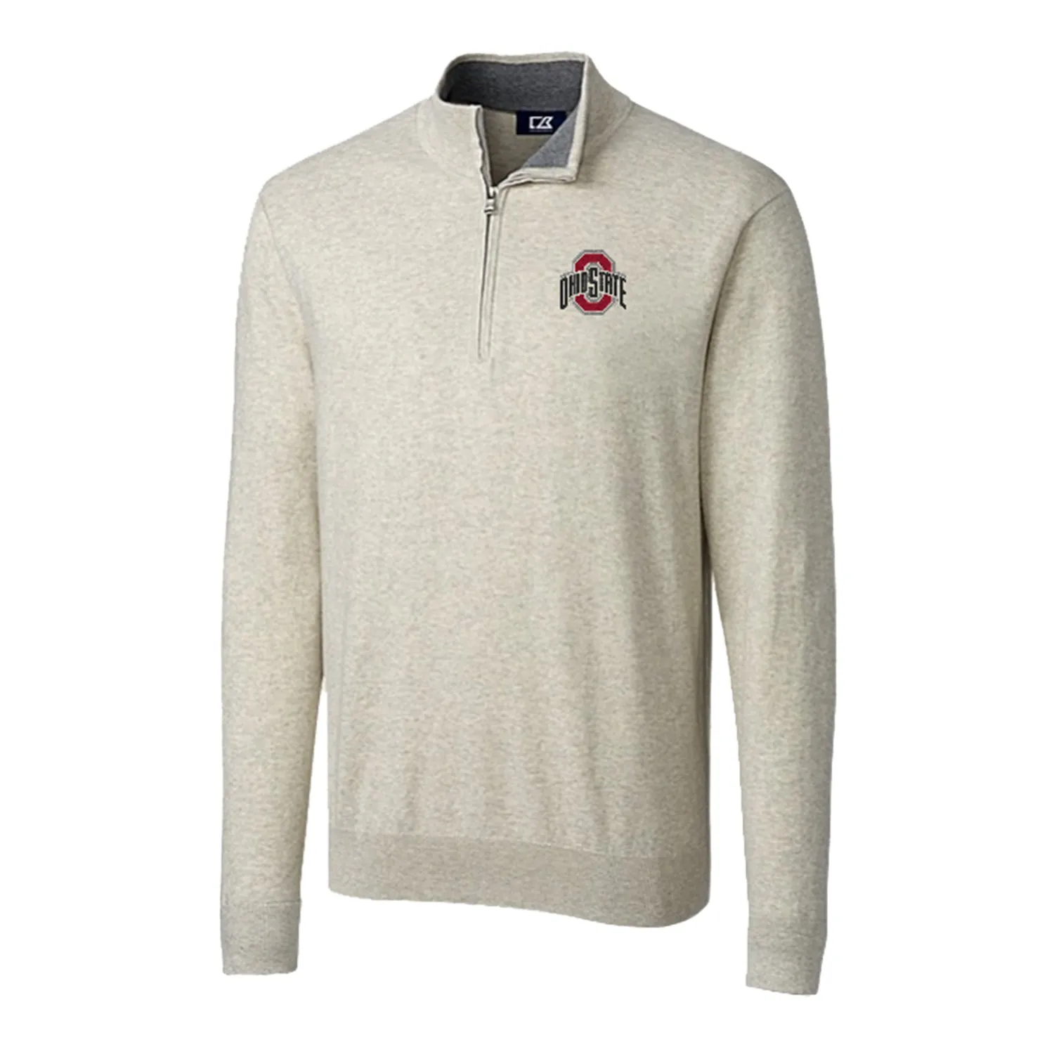 Ohio State Buckeyes Cutter & Buck Lakemont Tri-Blend Oatmeal 1/4 Zip Pullover
