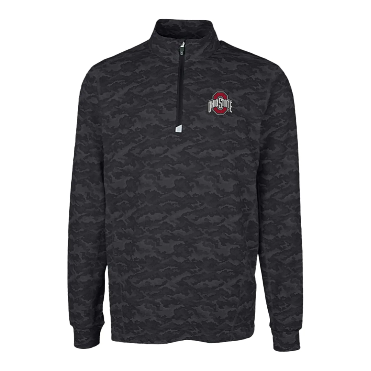 Ohio State Buckeyes Cutter & Buck Traverse Stretch Black Camo 1/4 Zip Jacket