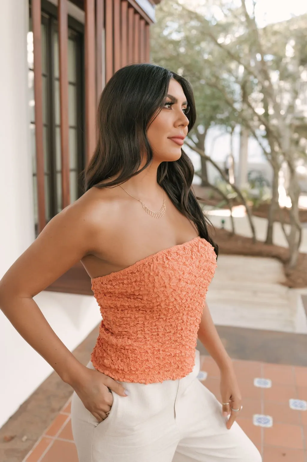 Orange Smocked Tube Top - FINAL SALE