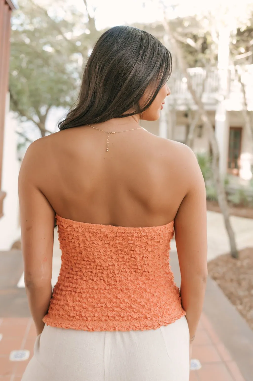 Orange Smocked Tube Top - FINAL SALE