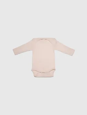 organic cotton, merino wool and silk long-sleeved onesie in natural - baby/toddler