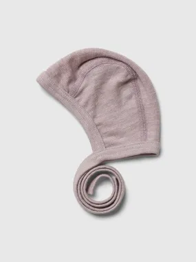 organic merino wool and silk bonnet in dusty rose - baby/toddler