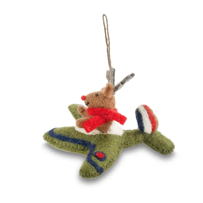 Rudolph in a Spitfire Felt Christmas Decoration