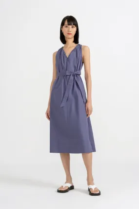 Sabine Trapeze Midi Dress in Violet Blue