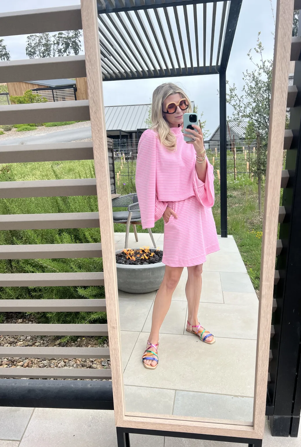 SAMPLE - Bell Sleeve Mod Top - Pink Terry Cloth