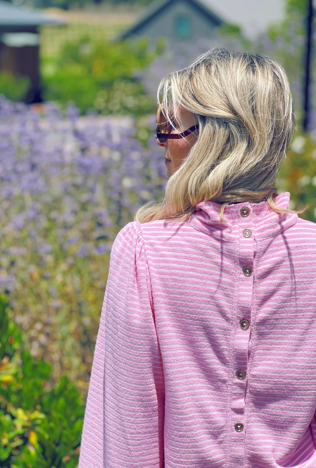 SAMPLE - Bell Sleeve Mod Top - Pink Terry Cloth