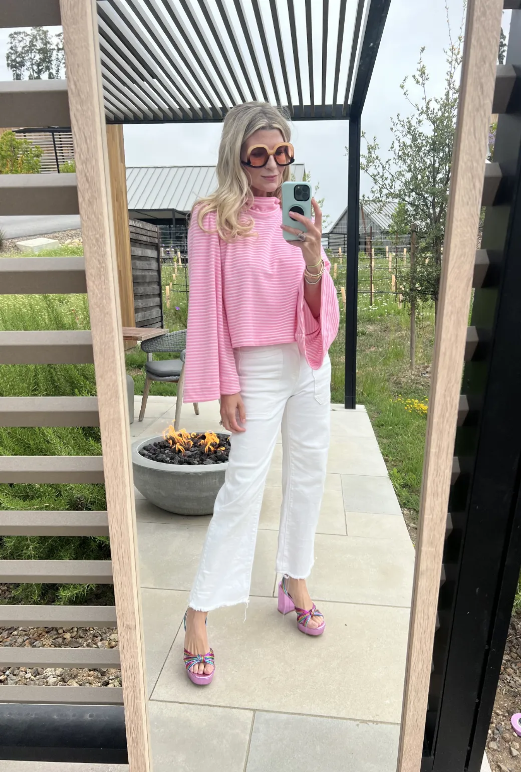 SAMPLE - Bell Sleeve Mod Top - Pink Terry Cloth