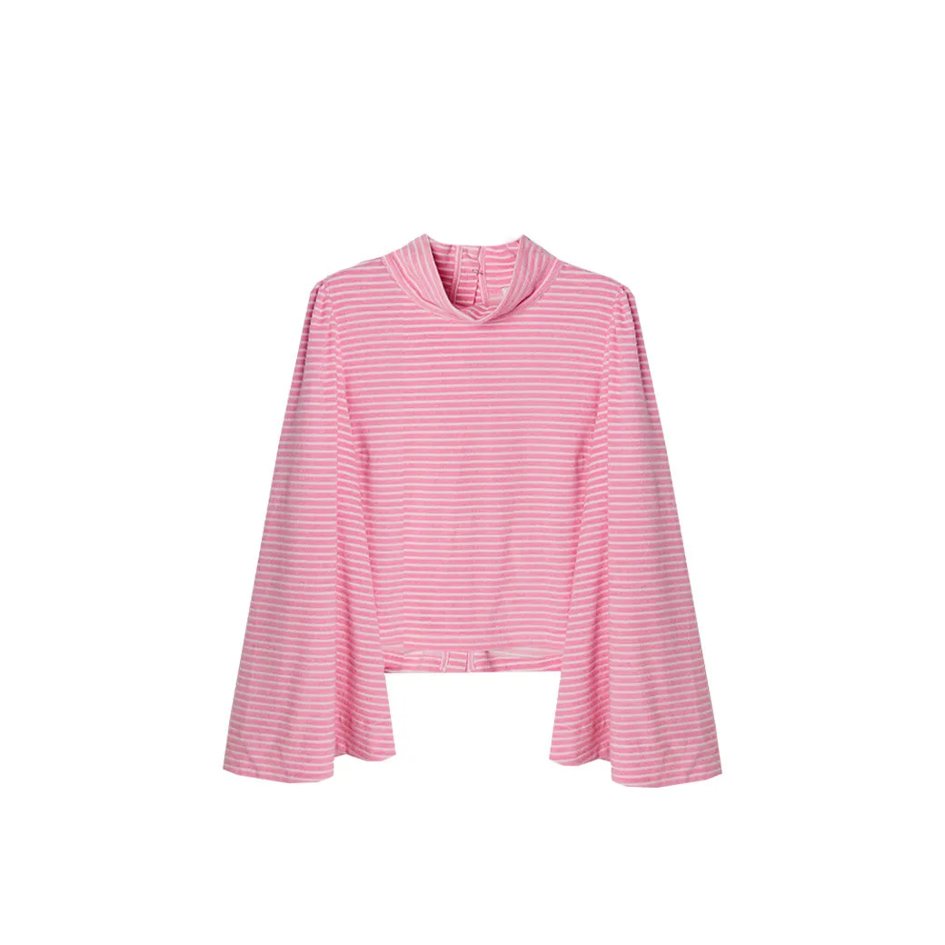 SAMPLE - Bell Sleeve Mod Top - Pink Terry Cloth