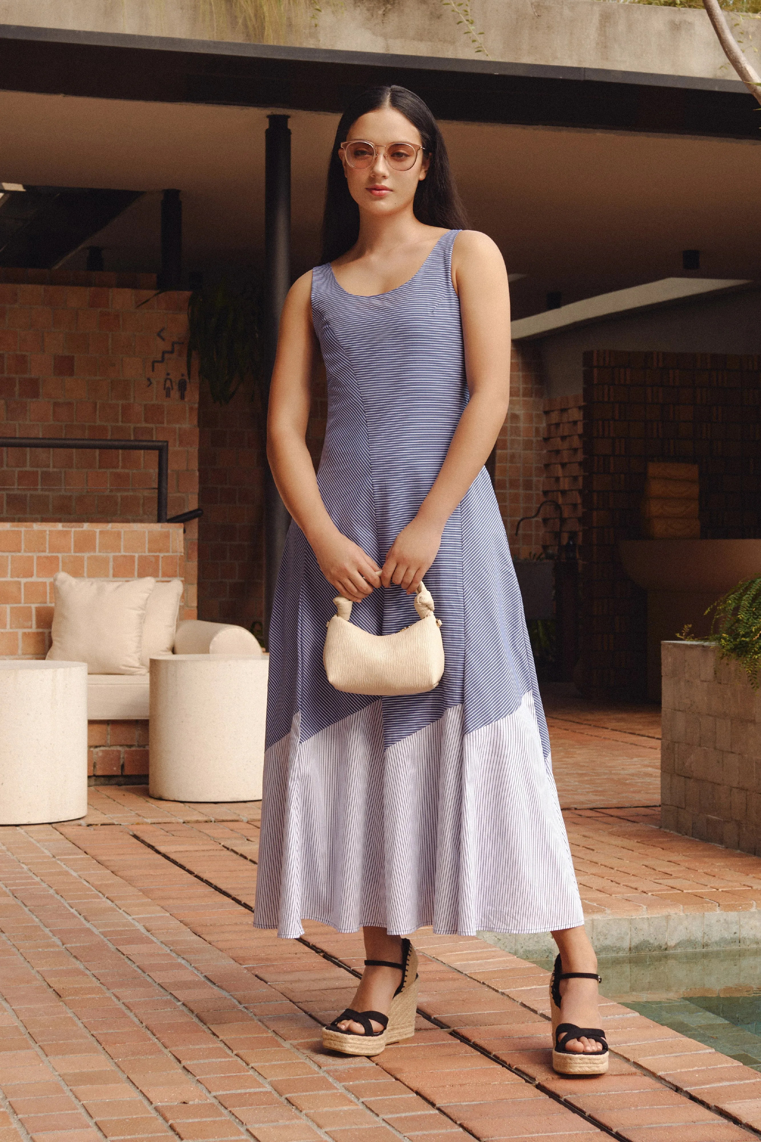 Saoirse Contrast Panel Stripe Dress