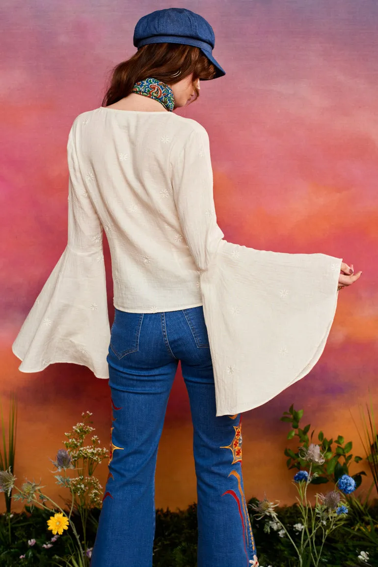 Sweet Bird Cream Floral Embroidered Blouse