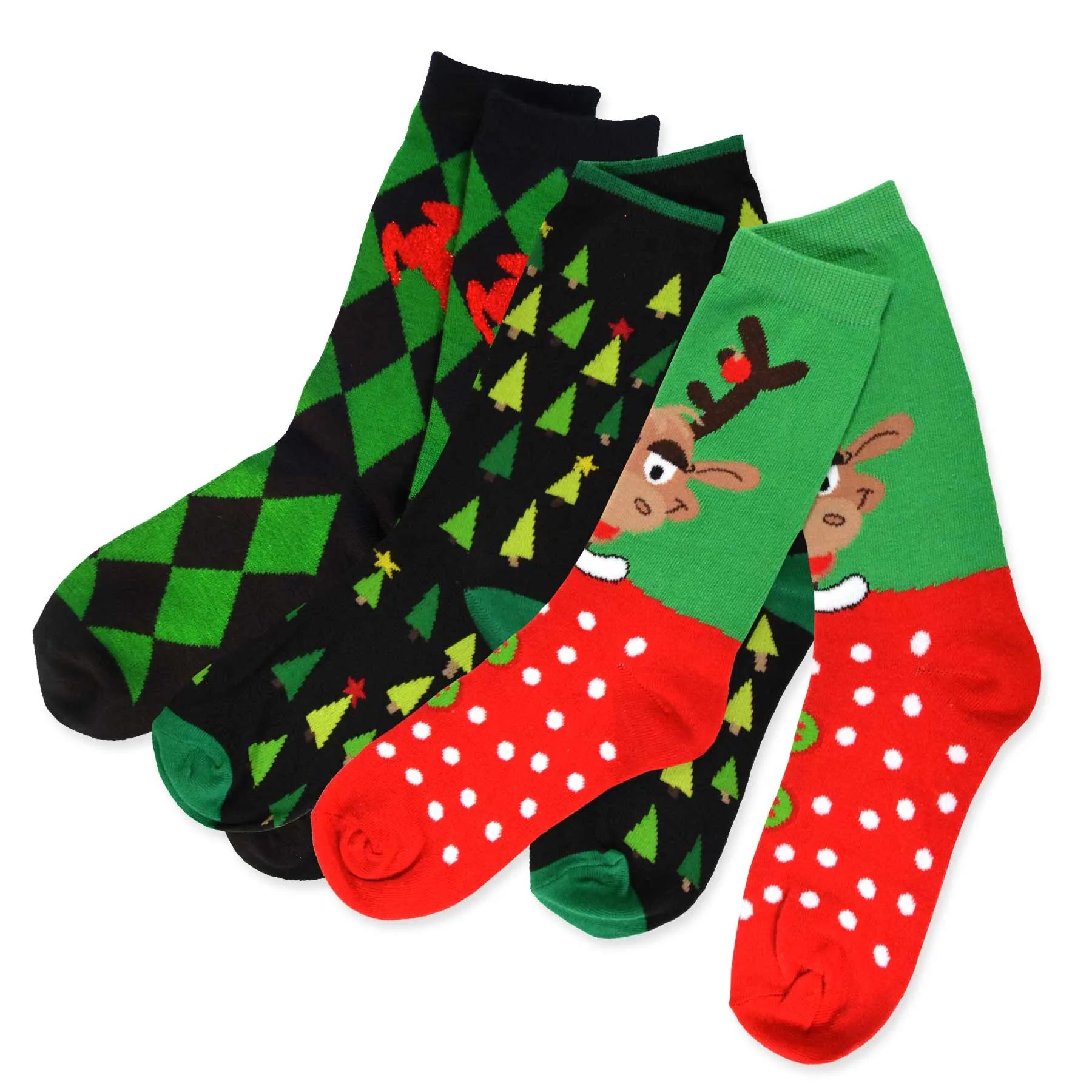 TeeHee Socks Women's Christmas Polyester Crew Assorted 3-Pack (10449)