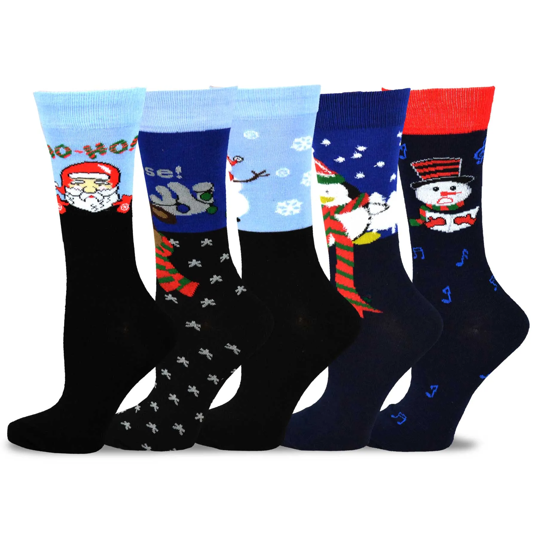 TeeHee Socks Women's Christmas Polyester Crew Assorted 5-Pack (11909)