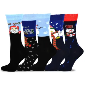 TeeHee Socks Women's Christmas Polyester Crew Assorted 5-Pack (11909)