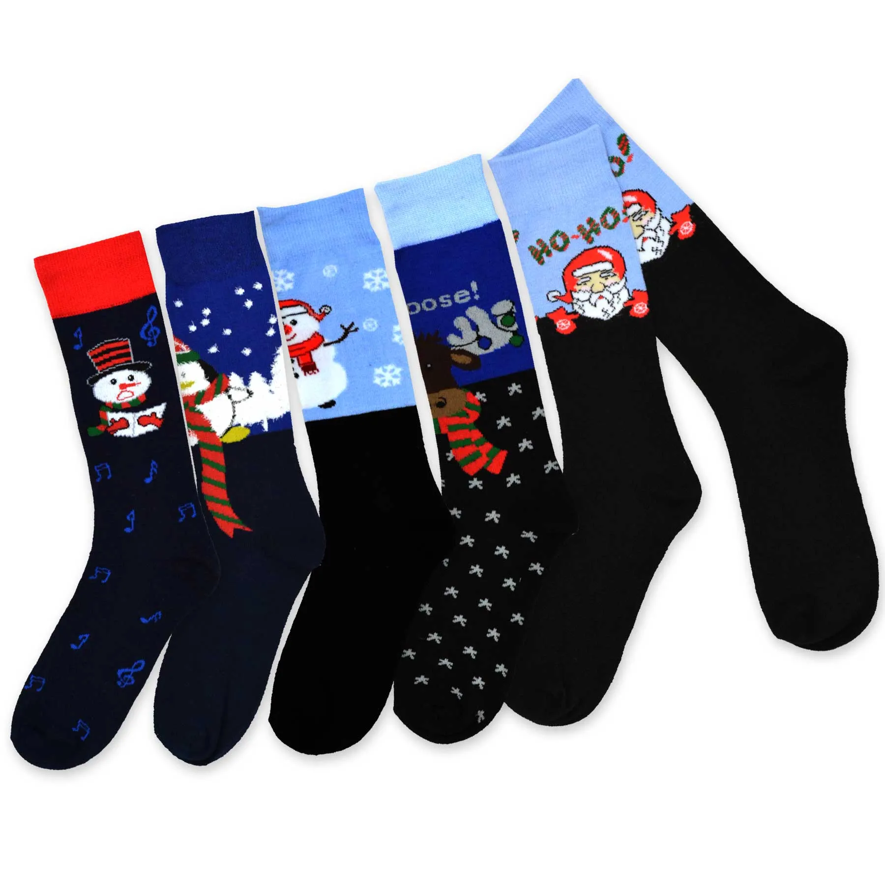 TeeHee Socks Women's Christmas Polyester Crew Assorted 5-Pack (11909)