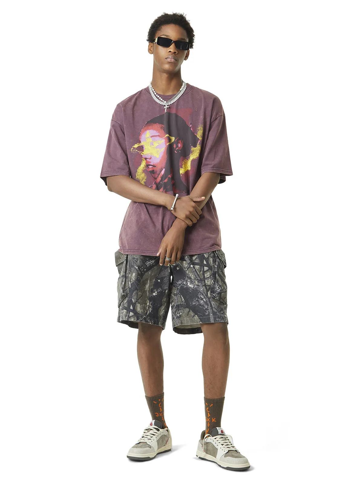 Thesupermade Retro Creative Portrait Painting Street Rap T-shirt - 2049