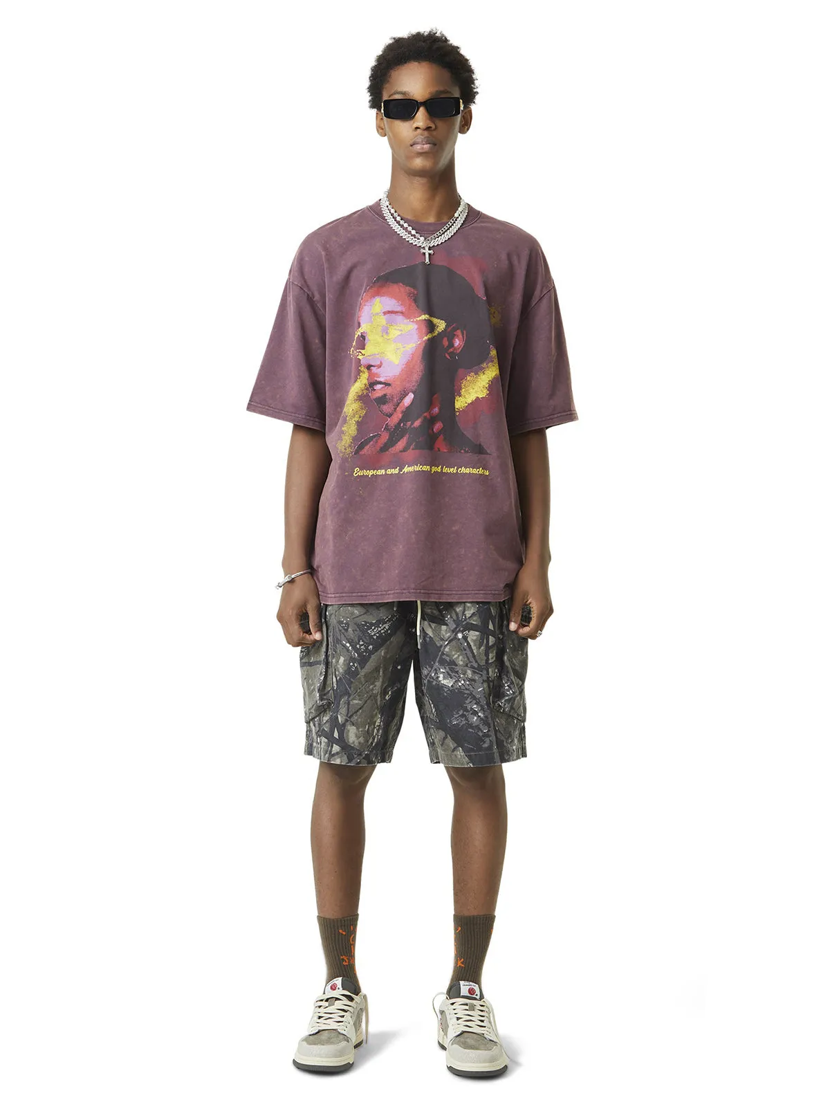 Thesupermade Retro Creative Portrait Painting Street Rap T-shirt - 2049