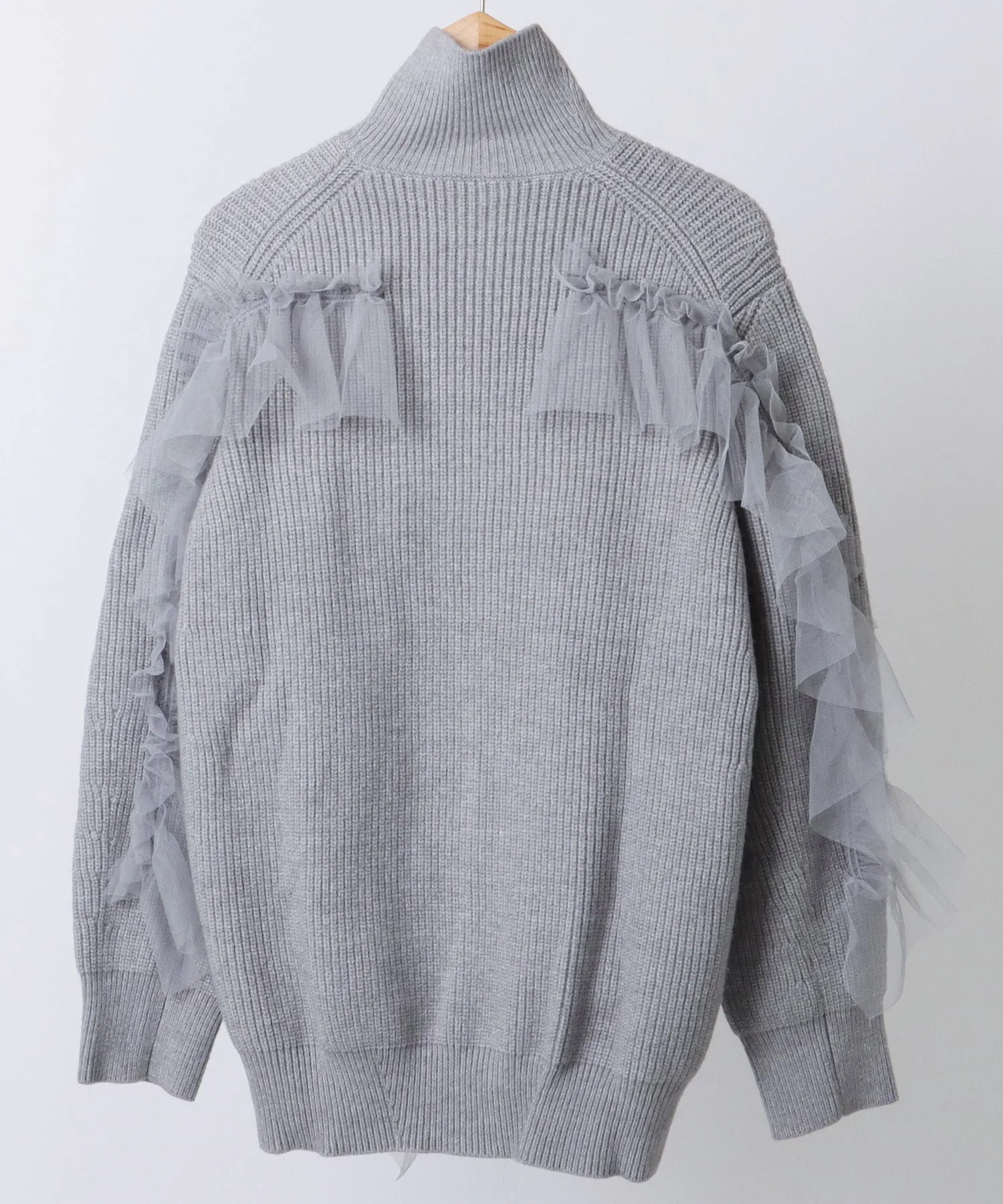 tulle ruffles knit cardigan