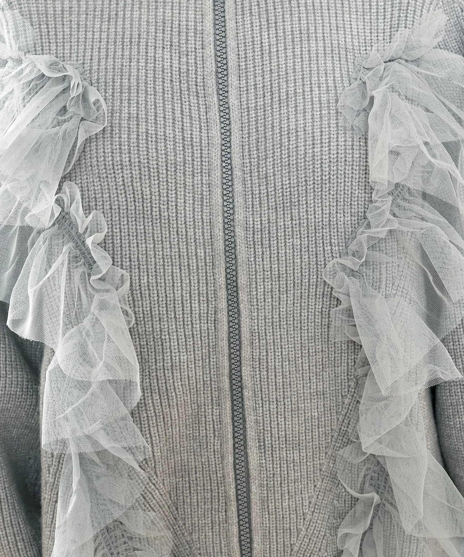 tulle ruffles knit cardigan