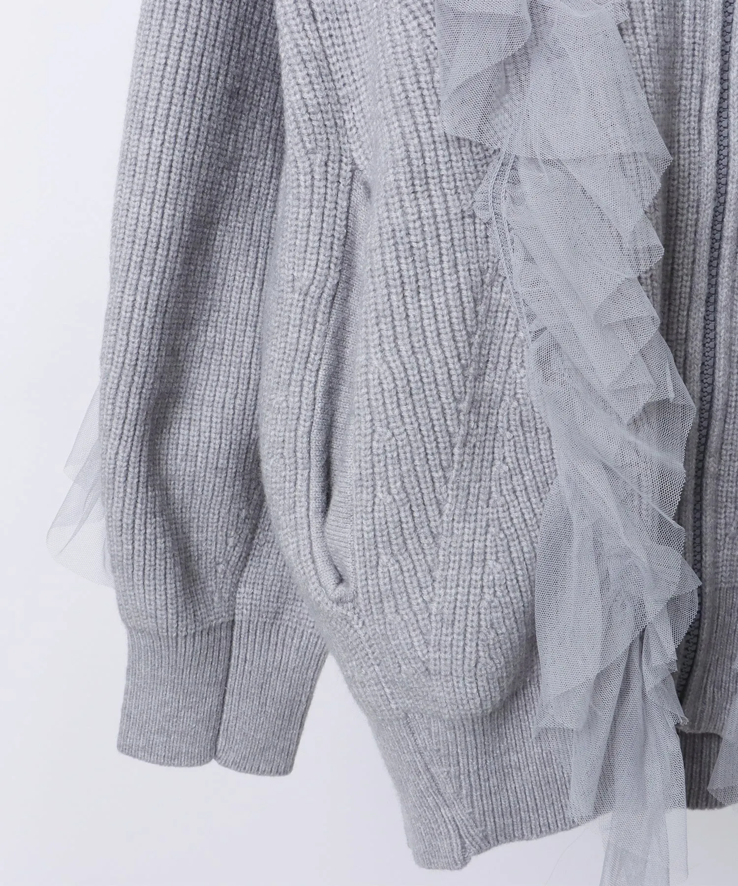 tulle ruffles knit cardigan