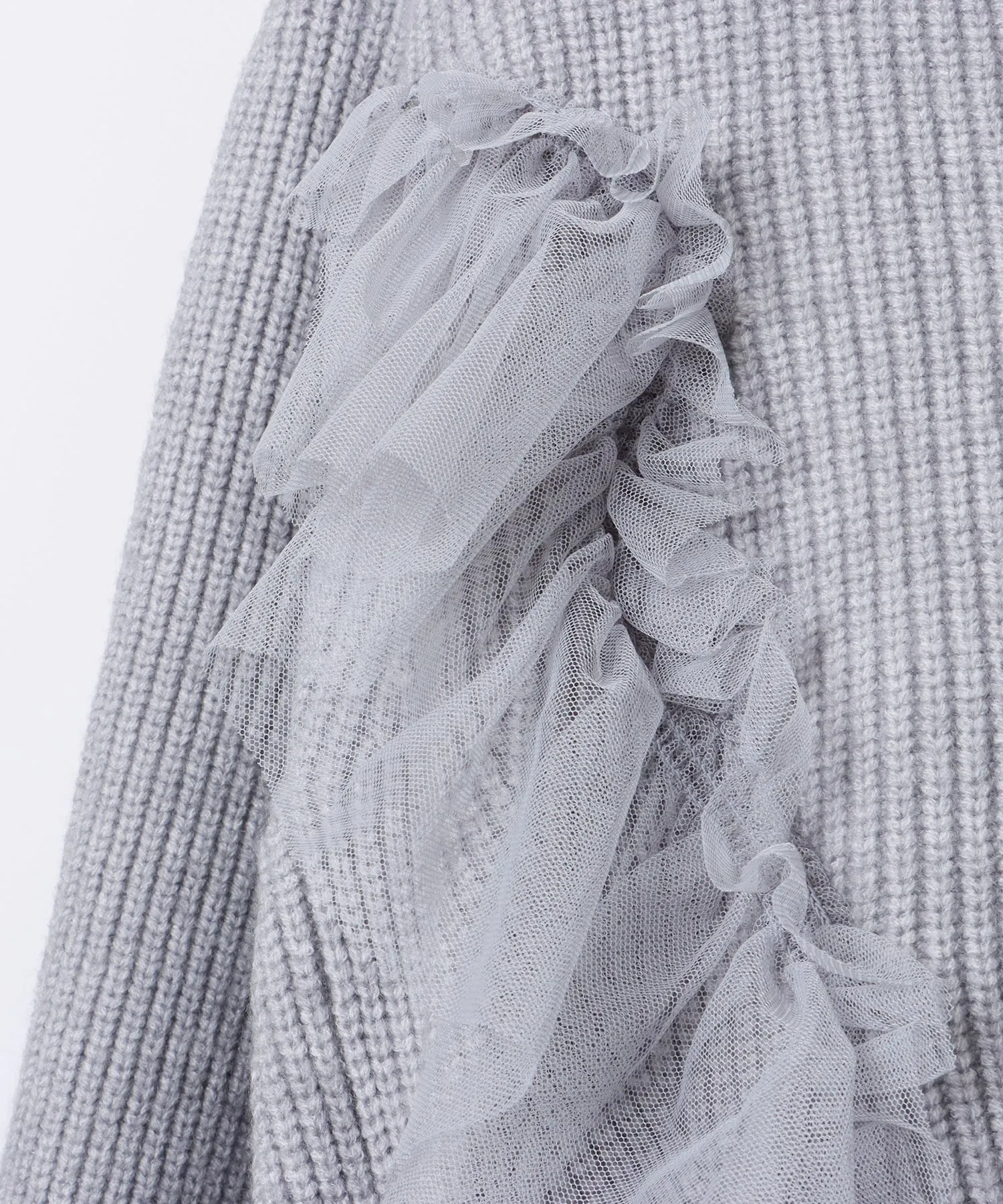 tulle ruffles knit cardigan