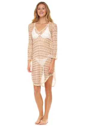 V-NECK BELL SLEEVE TUNIC - CORALINE