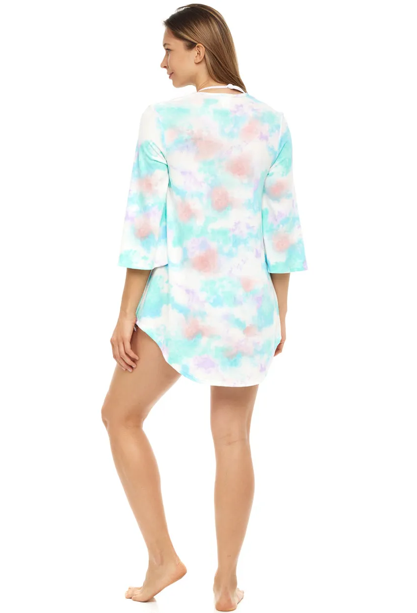 V-NECK BELL SLEEVE TUNIC - TIE DYE