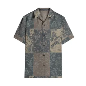 Vampire Art Grunge Patchwork Men's Short Sleeve 100% Premium Cotton Shirt - Classic Seattle