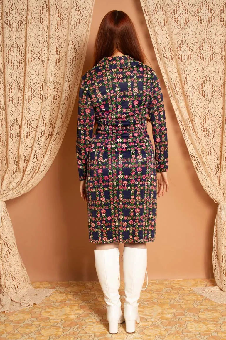 Vintage 1970s Floral Button Down Midi Dress
