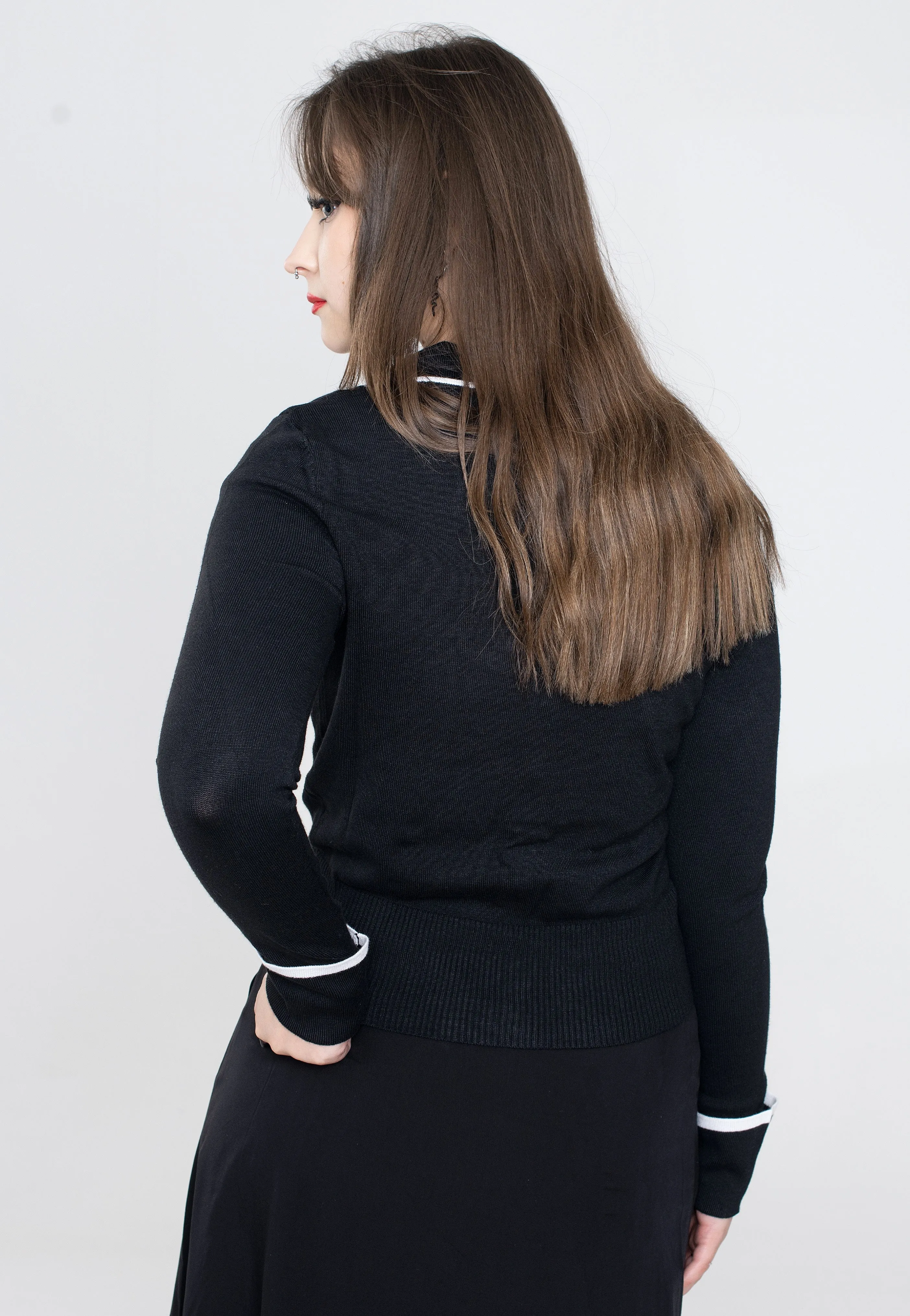 Voodoo Vixen - Virginia Long Sleeve Spider Web Collar Black - Cardigan
