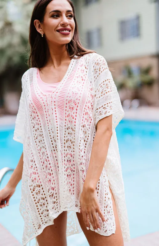 Women's Crochet Knitted Tassel Tie Beachwear Kimono