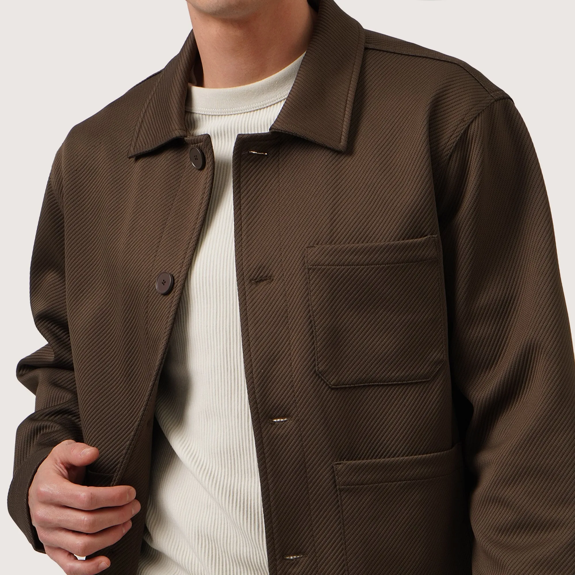 Work Jacket In Textured Knit Fabric
