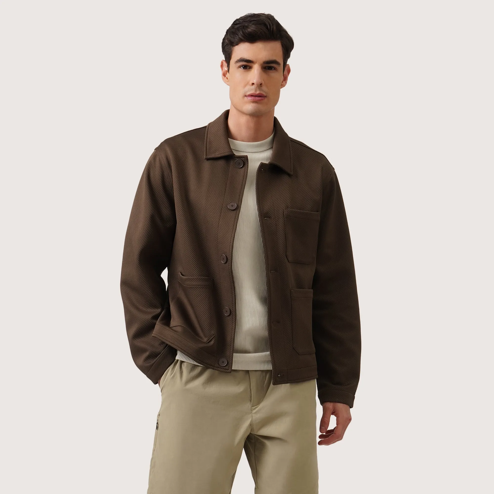 Work Jacket In Textured Knit Fabric