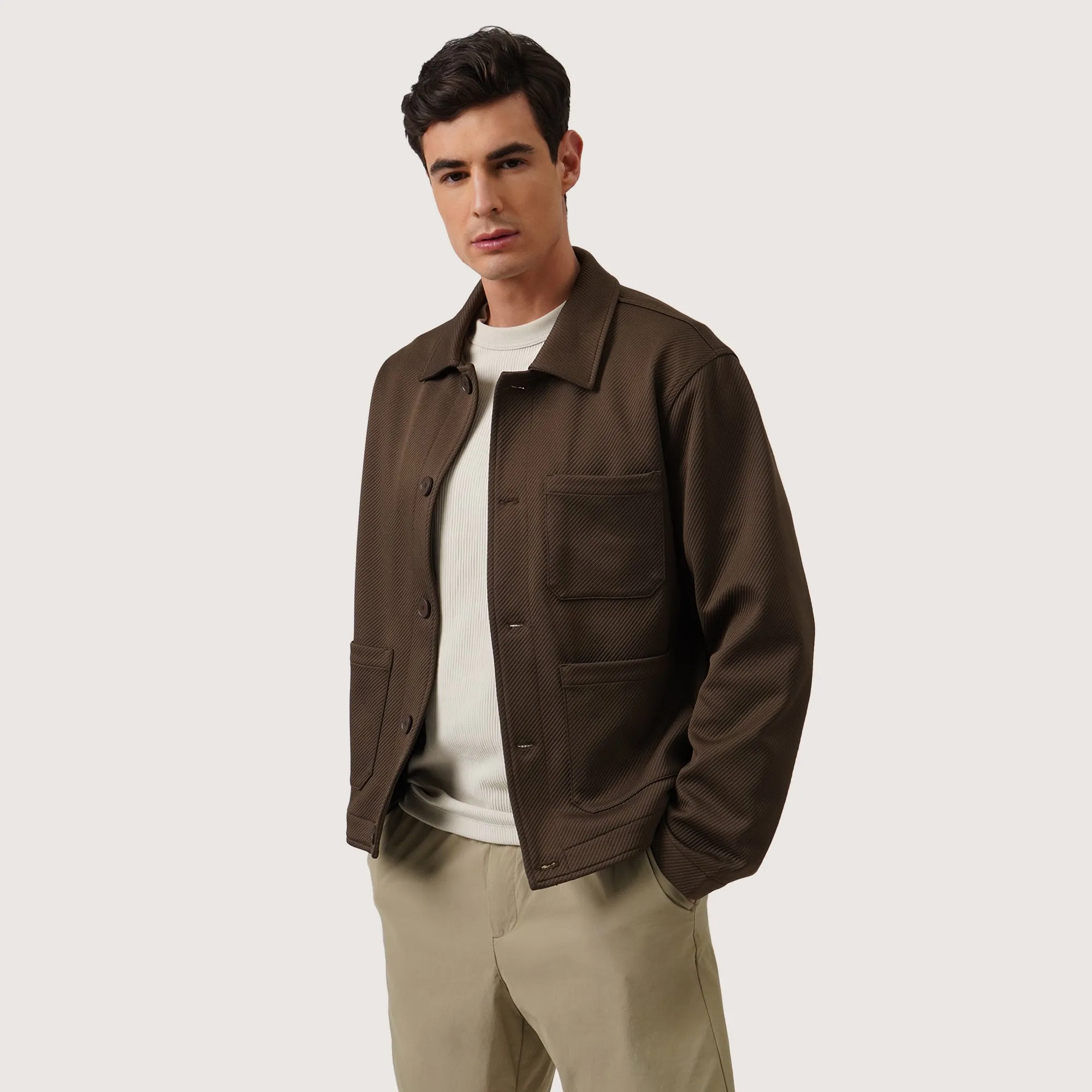 Work Jacket In Textured Knit Fabric